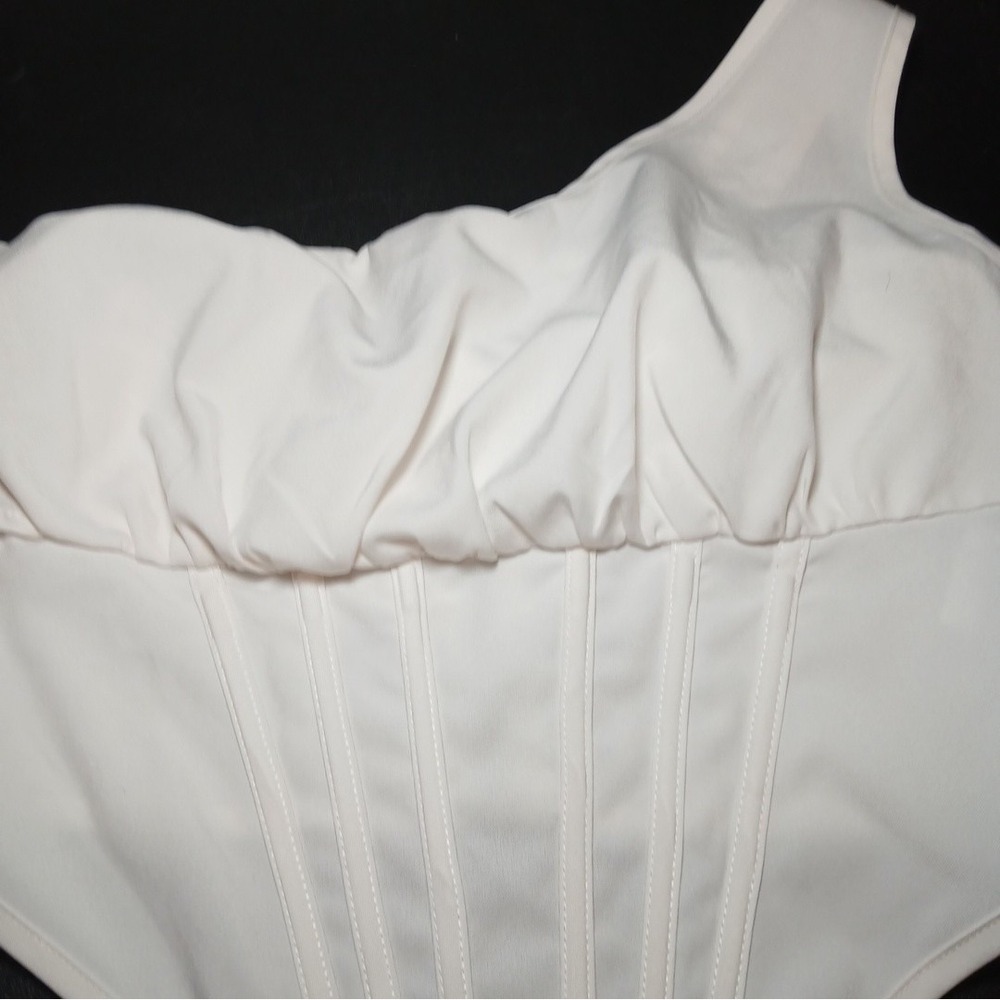 White Fox Womens XS White Bustier Corset Top Hook Eye Zip Bridal Going Out - Picture 7 of 9
